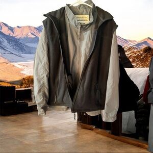 Eddie Bauer Men's Gray Lightweight Jacket with a Cabellas Black Vest